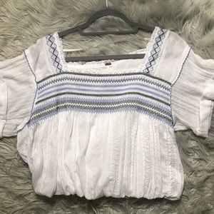 FREE PEOPLE white noise with blue stitching